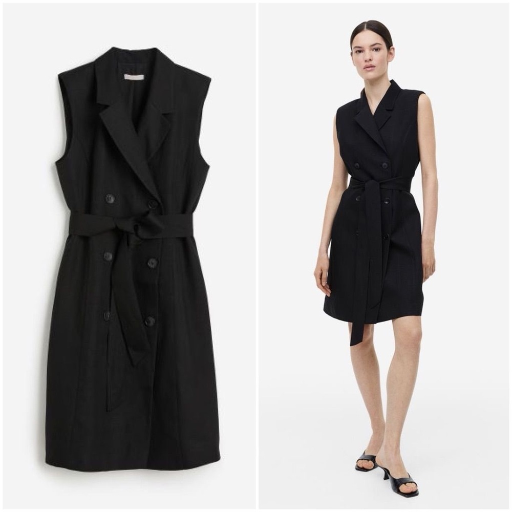 H&M Black Double-Breasted Mini Dress